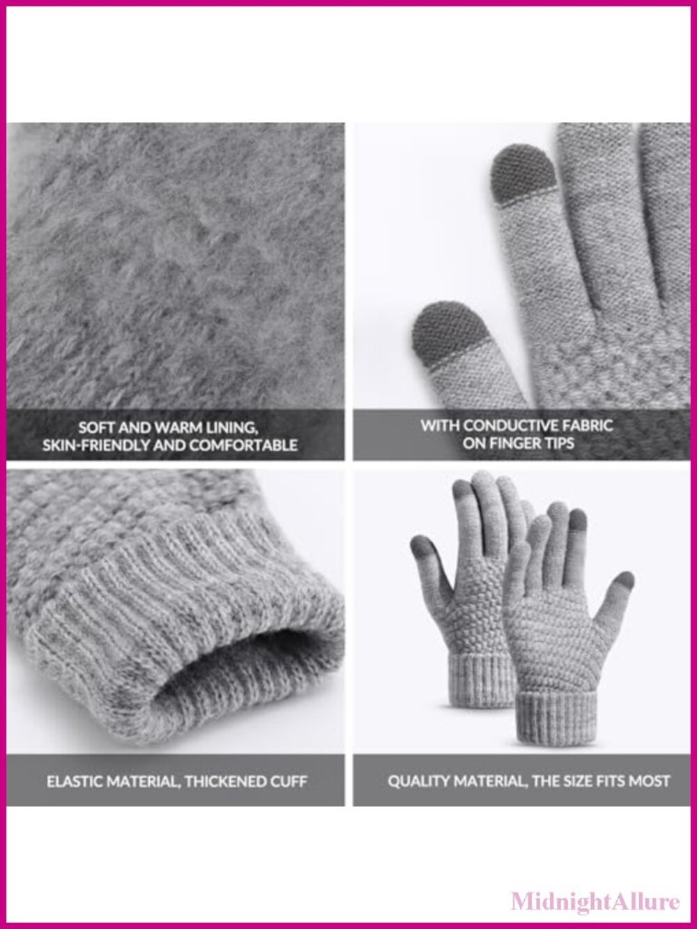 Womens Winter Gloves Warm Soft Touchscreen Wool Cold Weather - Picture 5 of 6